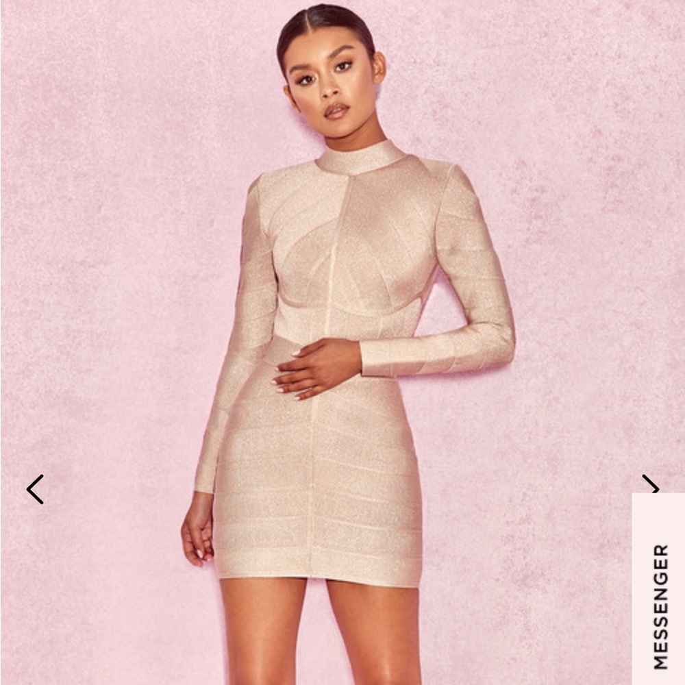 House of cb NAVAZ beige bandage dress